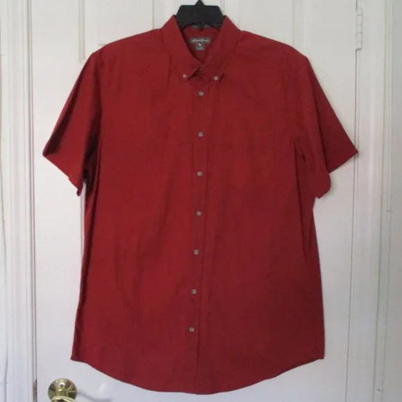 Eddie Bauer | Shirts | Eddie Bauer Mens Ss Wine Red Cotton Button Down  Dress Shirt Size Large | Poshmark